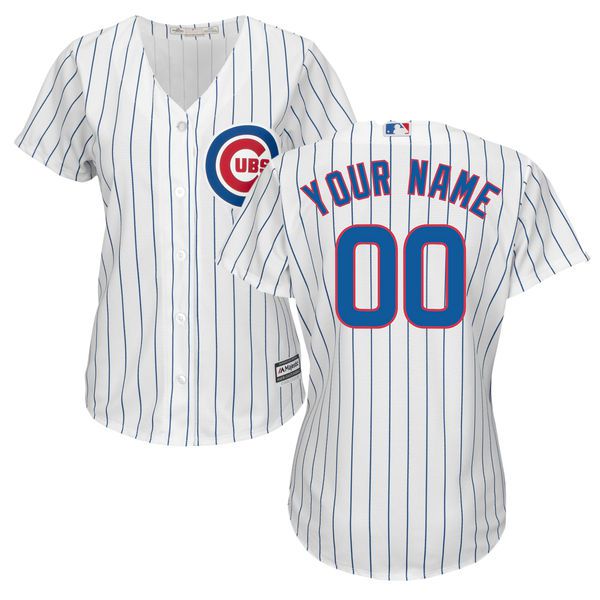Women Chicago Cubs Majestic White Home Cool Base Custom MLB Jersey